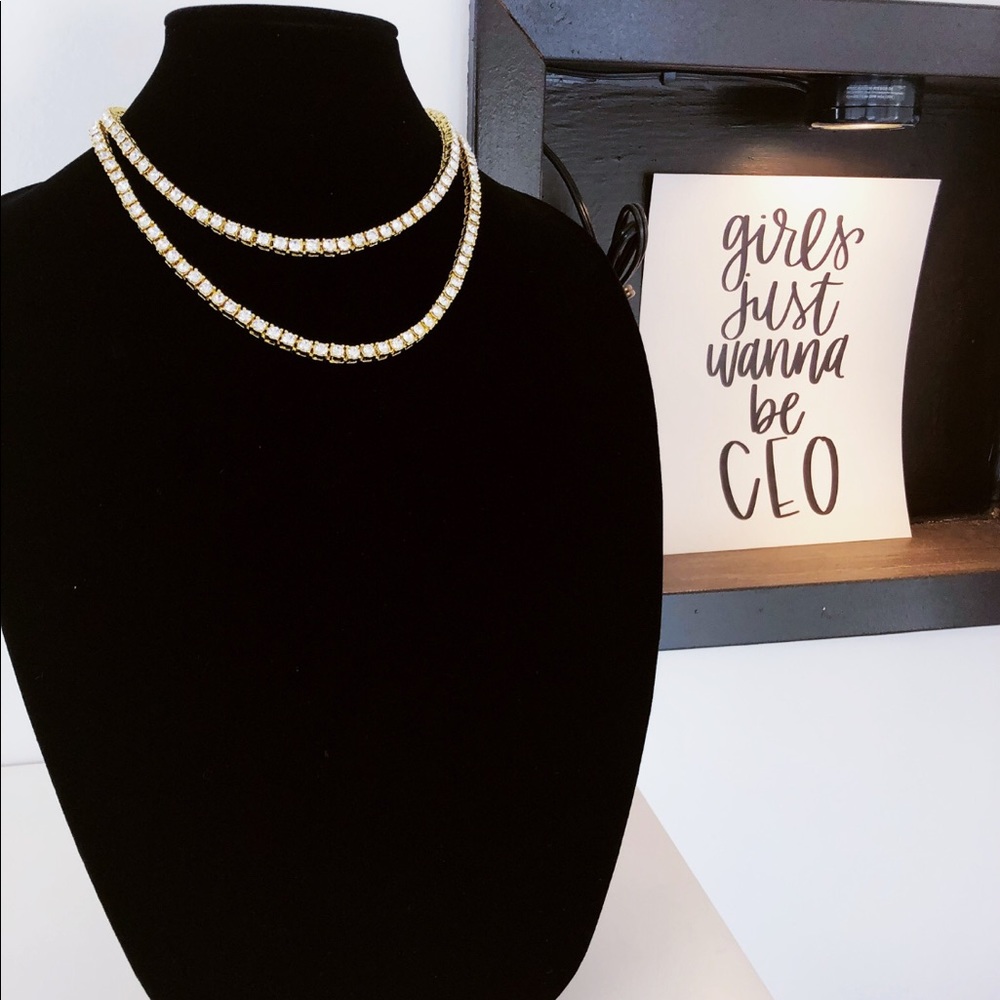 Gold plated CZ tennis necklace